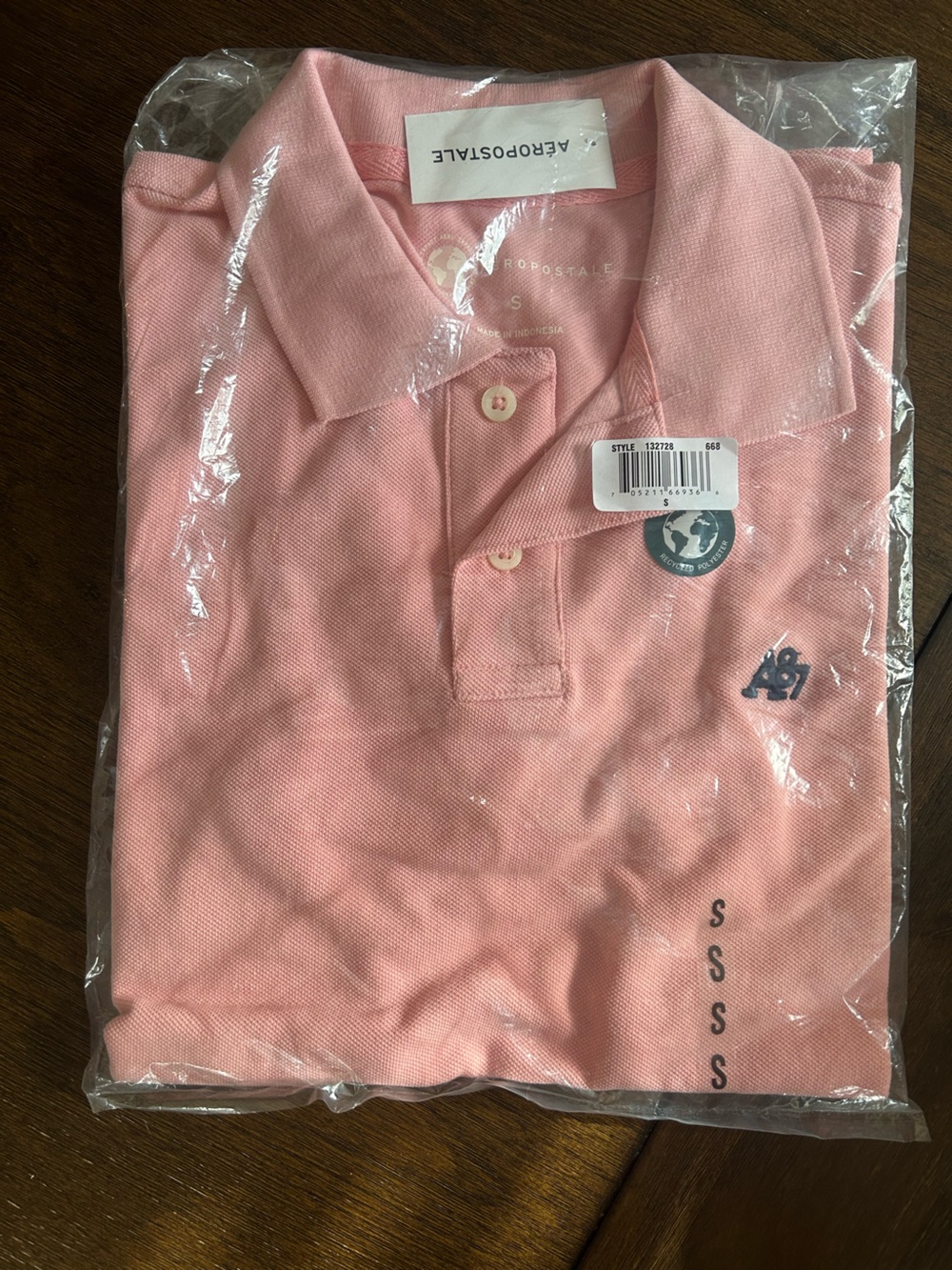 NWT Aeropostale Light Pink Men's Polo with Subtle Logo